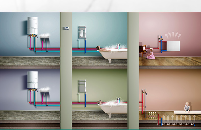 威能地暖，長沙地暖，威能壁掛爐，散熱片